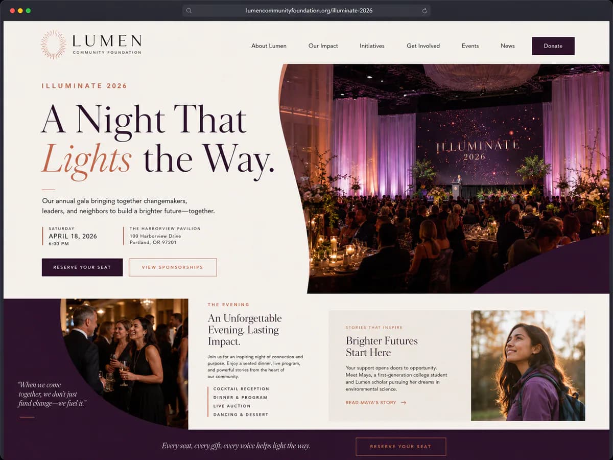 Lumen Community Foundation Illuminate 2026 event website