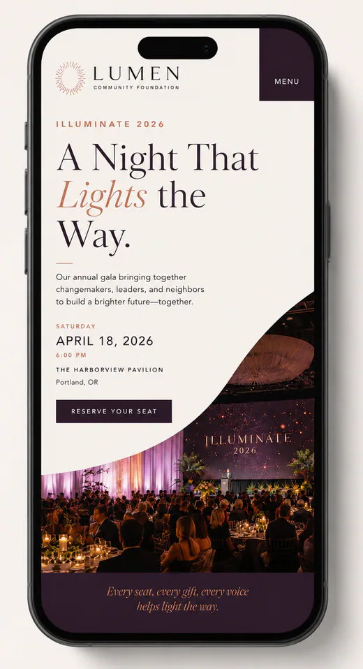 Illuminate 2026 event website on mobile