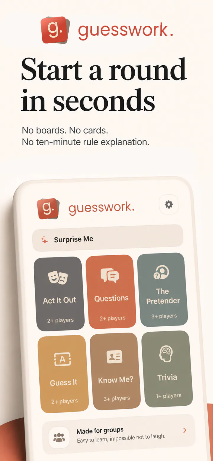 Guesswork game selection screen